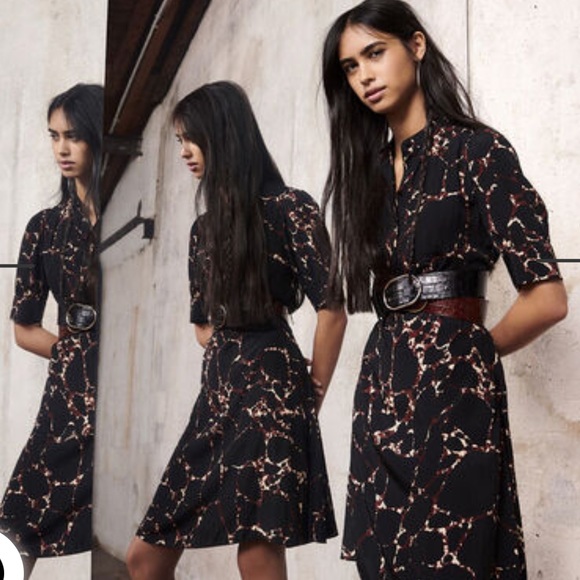 NWT ba&sh Megan Black Print Dress - Picture 1 of 8